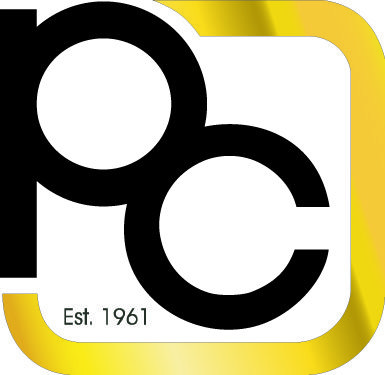 The pc logo with a yellow background.